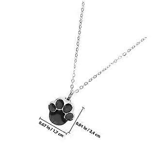 Dog Paw Print Pendant Urn Necklace for Ashes Silver Metal Necklace