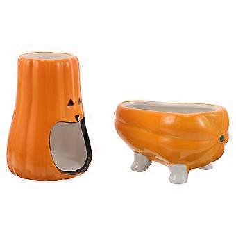 Hamster Water Bottle Holder with Ceramic Pumpkin Stand for Small Pets
