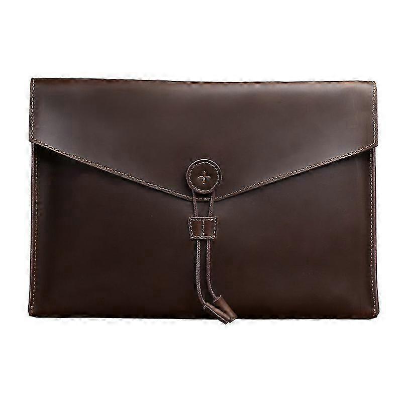 Elastic-Opening Cowhide Briefcase