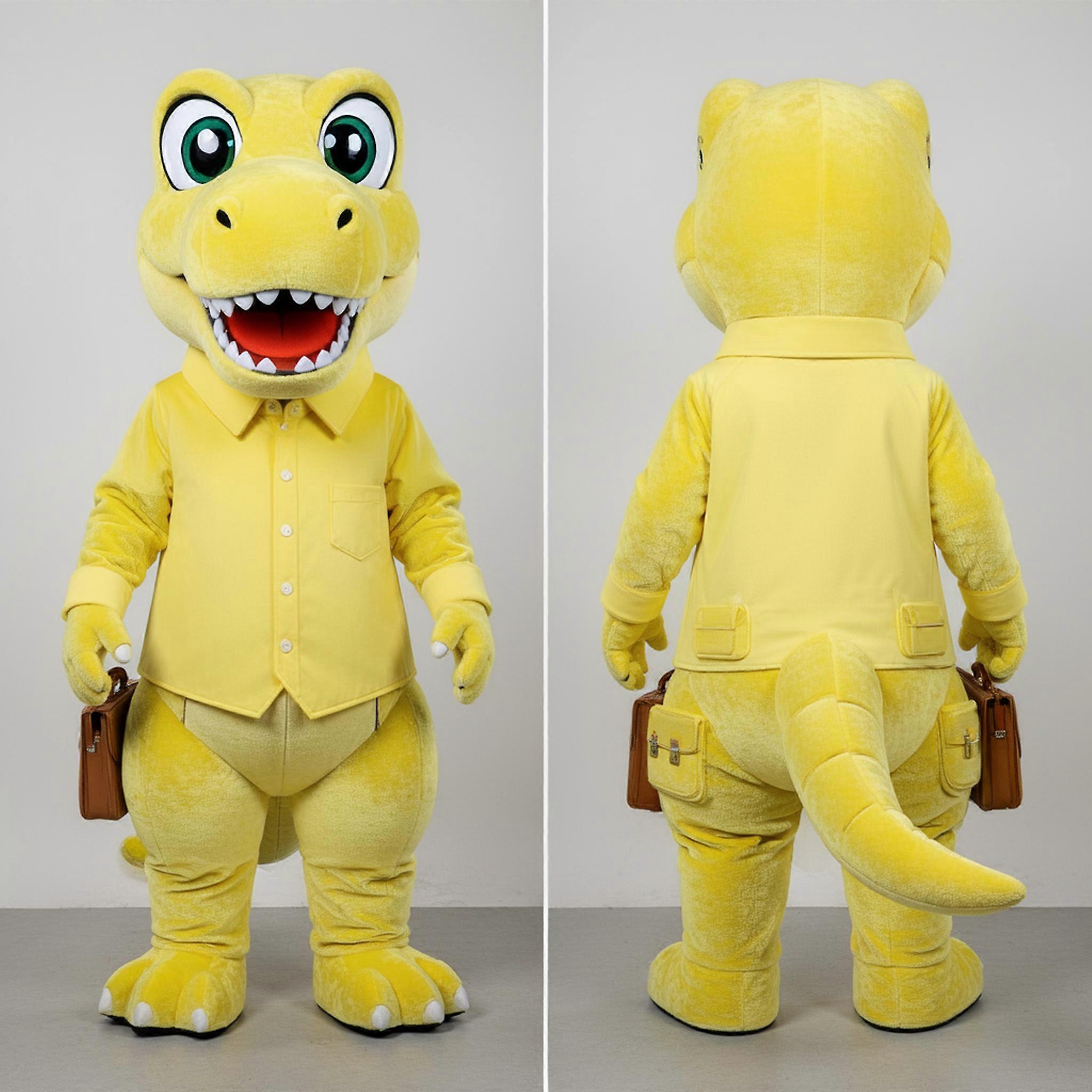MASTICOT Lemon Yellow Expressive T Rex Mascot