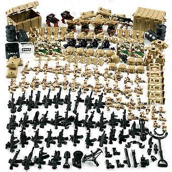 Military Weapons Pack for Building Blocks Army SWAT Minifigure Accessories with EOD Soldier Armor and Tactical Camouflage Gear