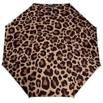 Leopard Print Durable Auto-Fold Travel Umbrella