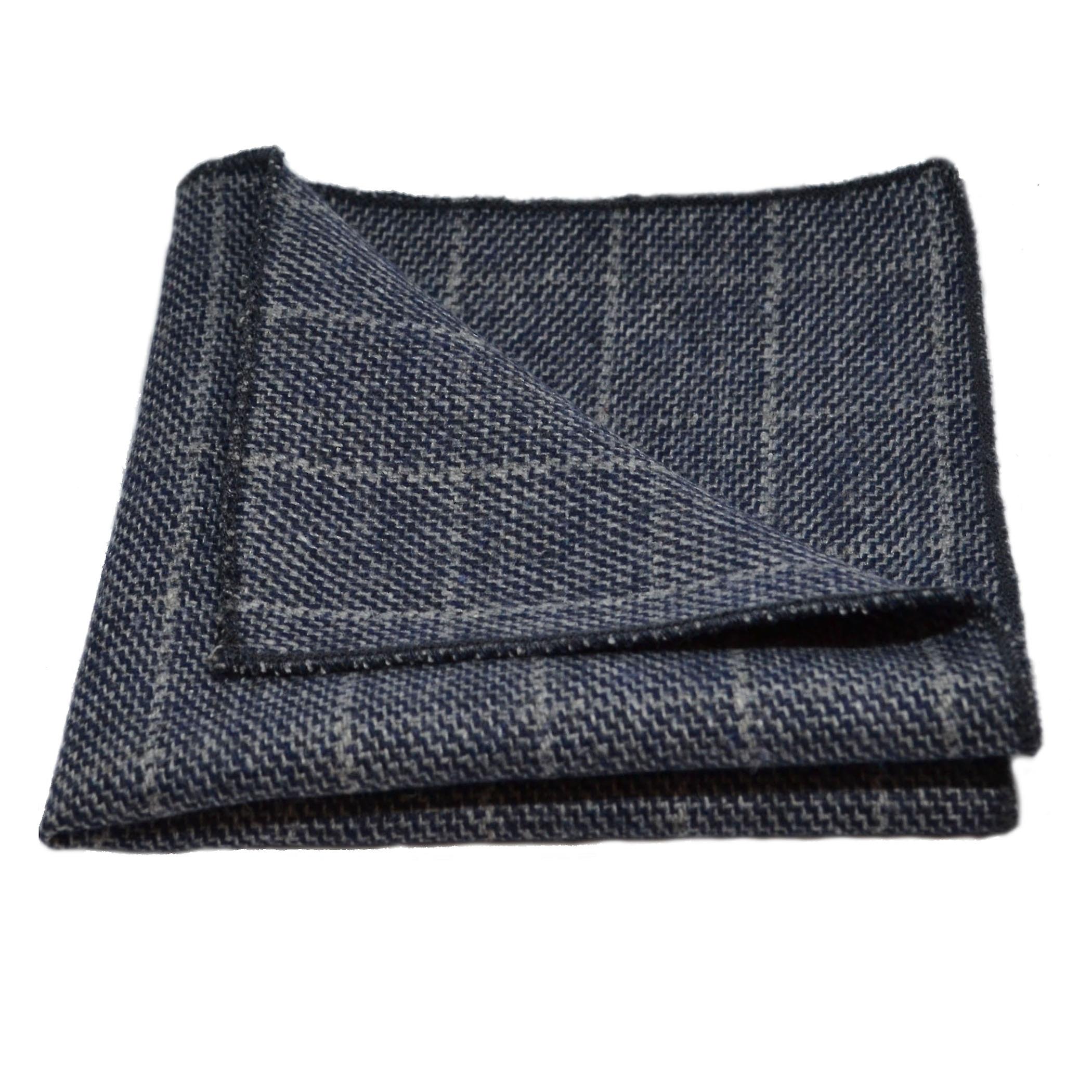 Stone Blue Birdseye Check Bow Tie & Pocket Square Set