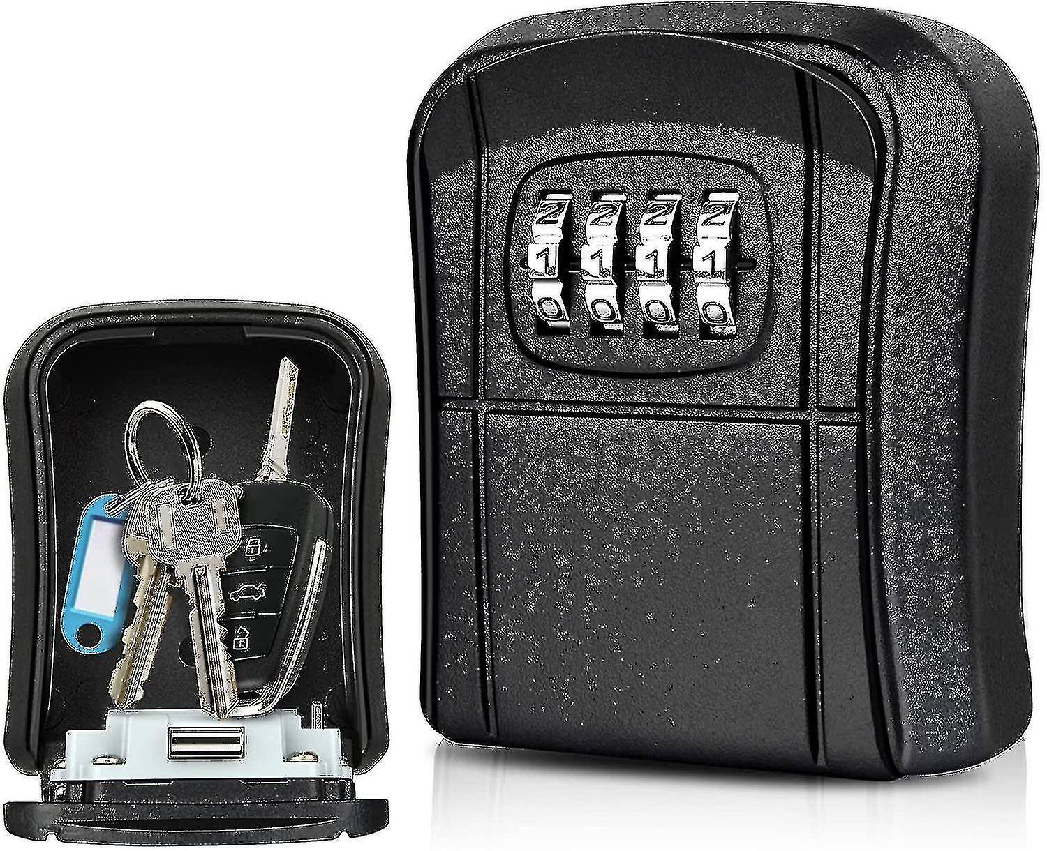 Key Box Wall Mounted Mini Key Safe Outdoor Key Box With Resettable 4-digit Numeric Code Waterproof Key Box