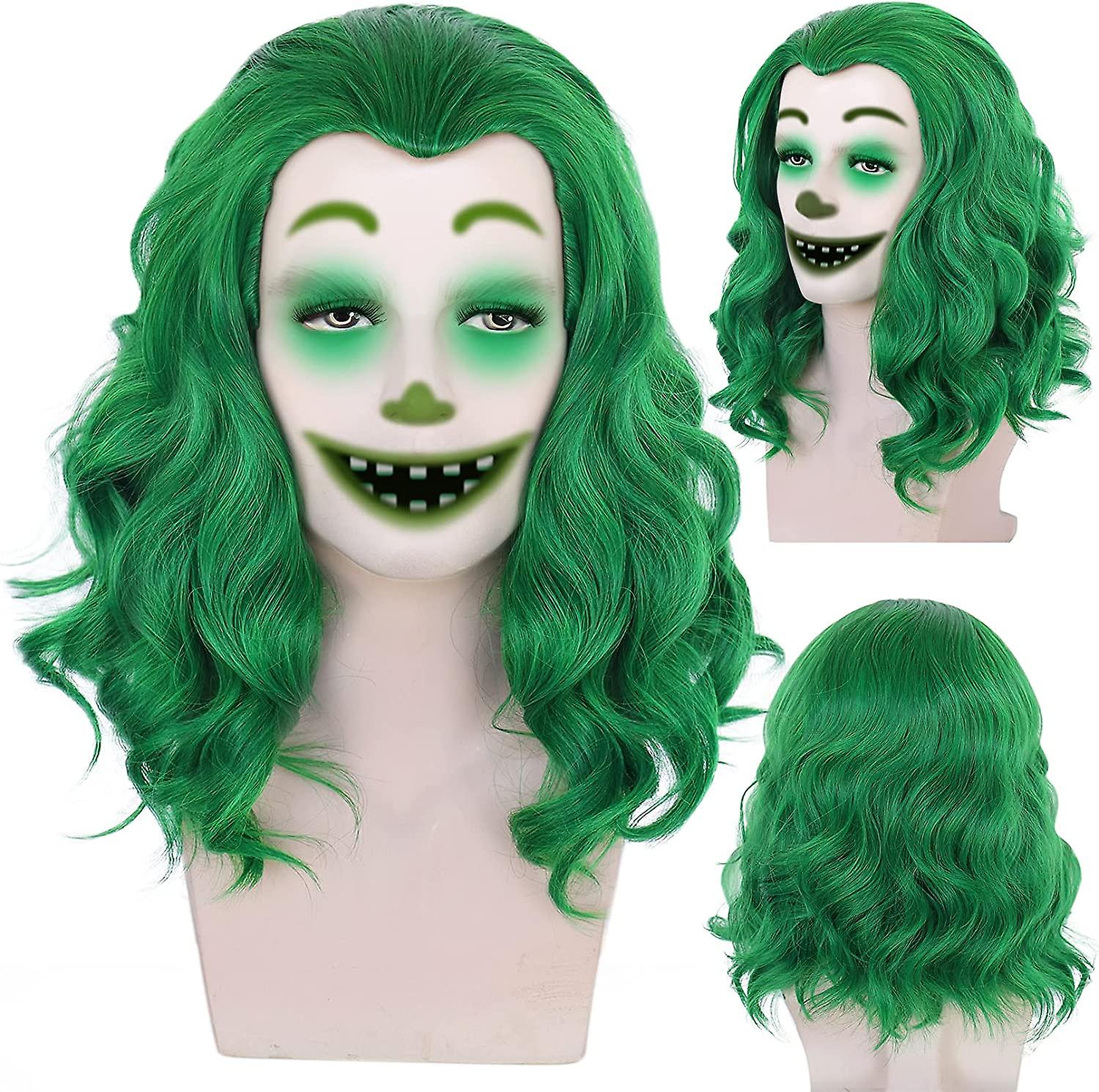 Wig CapGreen Wig for Clown Shoulder Length Curly