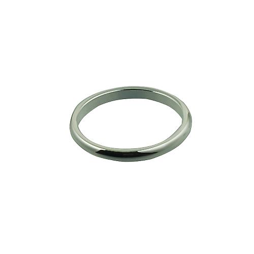 18ct White Gold 2mm plain D shaped Wedding Ring Size P