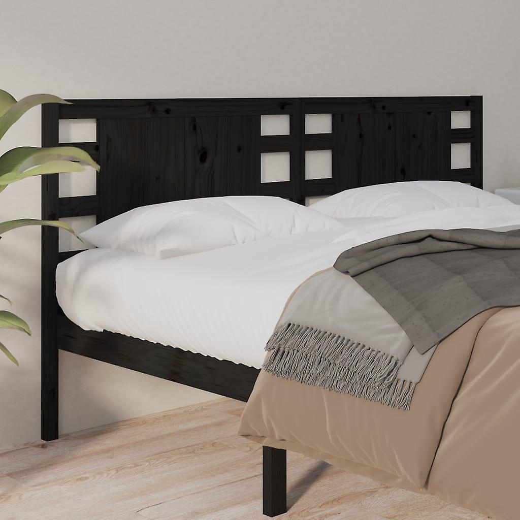 Headboard Black 166x4x100 cm Solid Pine Wood