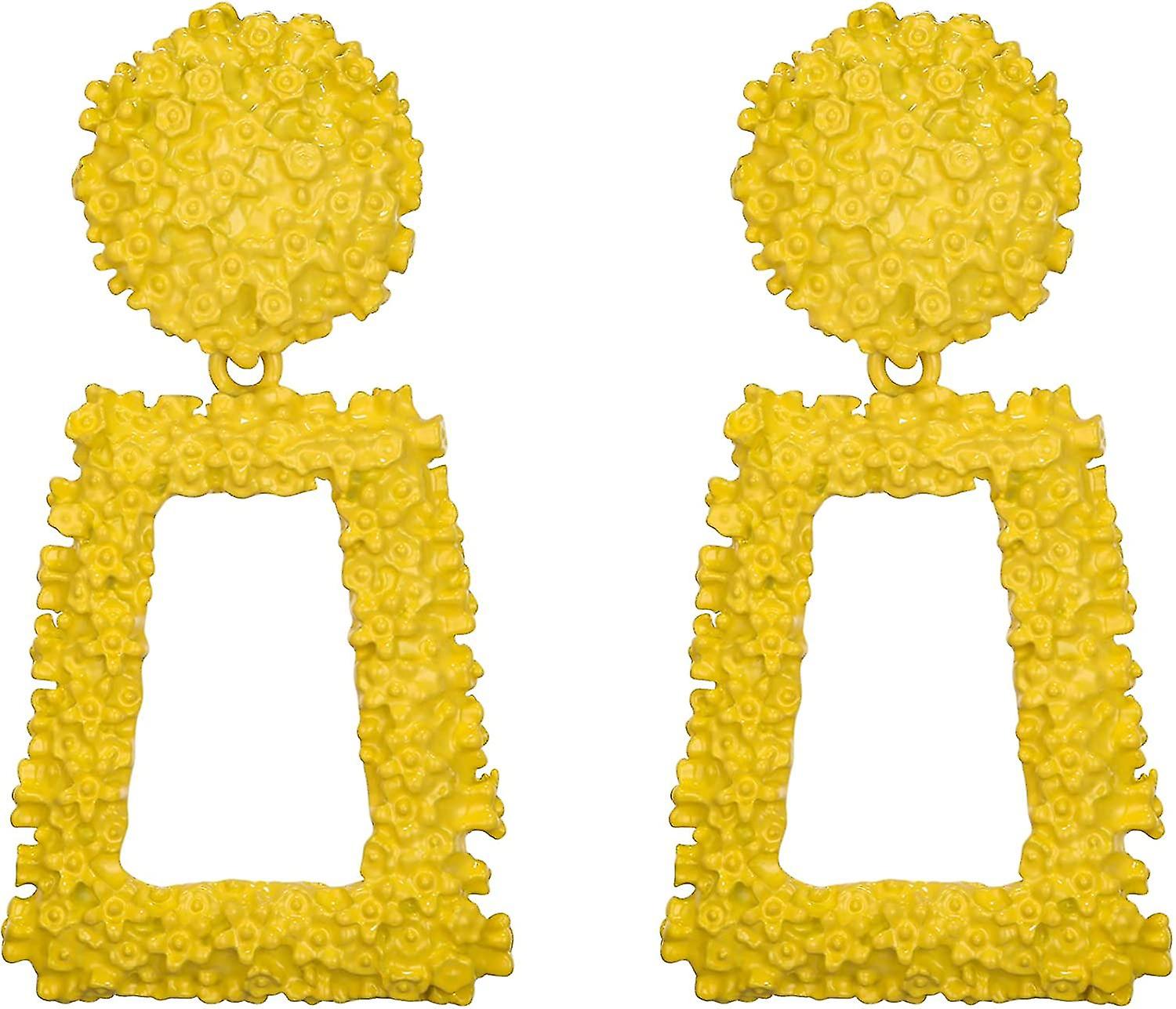 Metal Statement Rectangle Geometric Earrings, Large Square Drop Dangle Earrings Gift