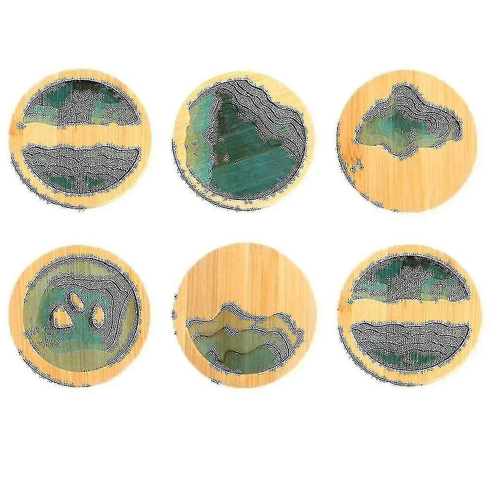 6pcs Bamboo Multiple Styles Coasters Bowl Pad Insulation Placemats