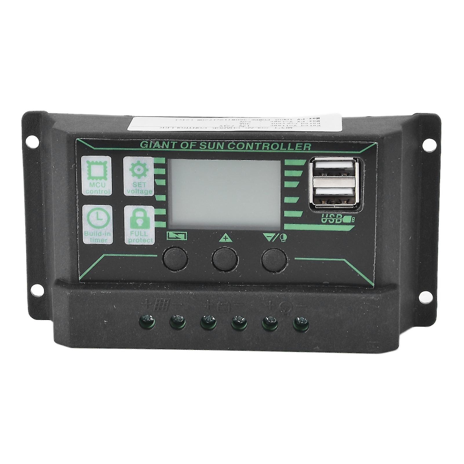 Solar Charge Discharge Controller Adjustable LCD Display PWM Dual USB Photovoltaic MPPT Solar Panel Regulator 30A