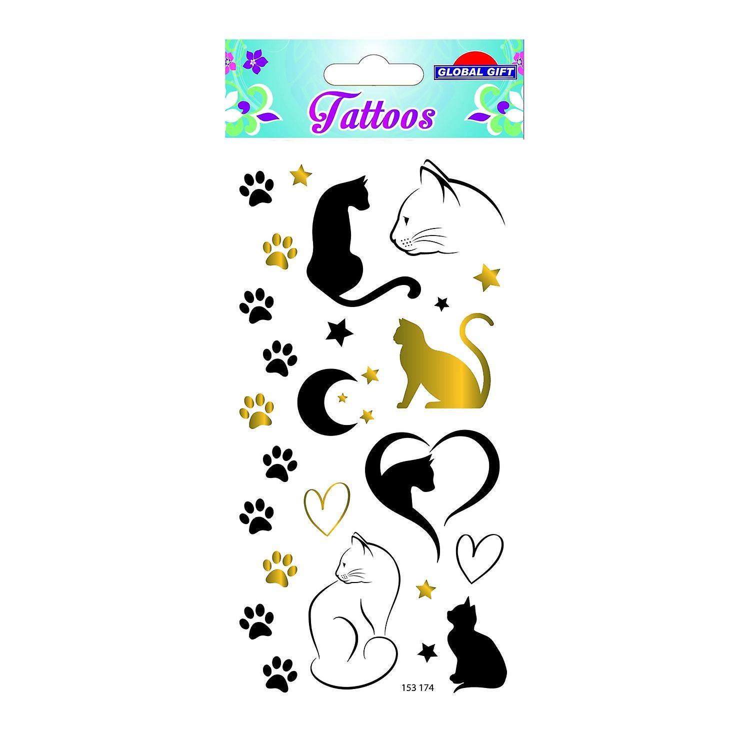 Temporary Tattoos - Cats - Black & Gold