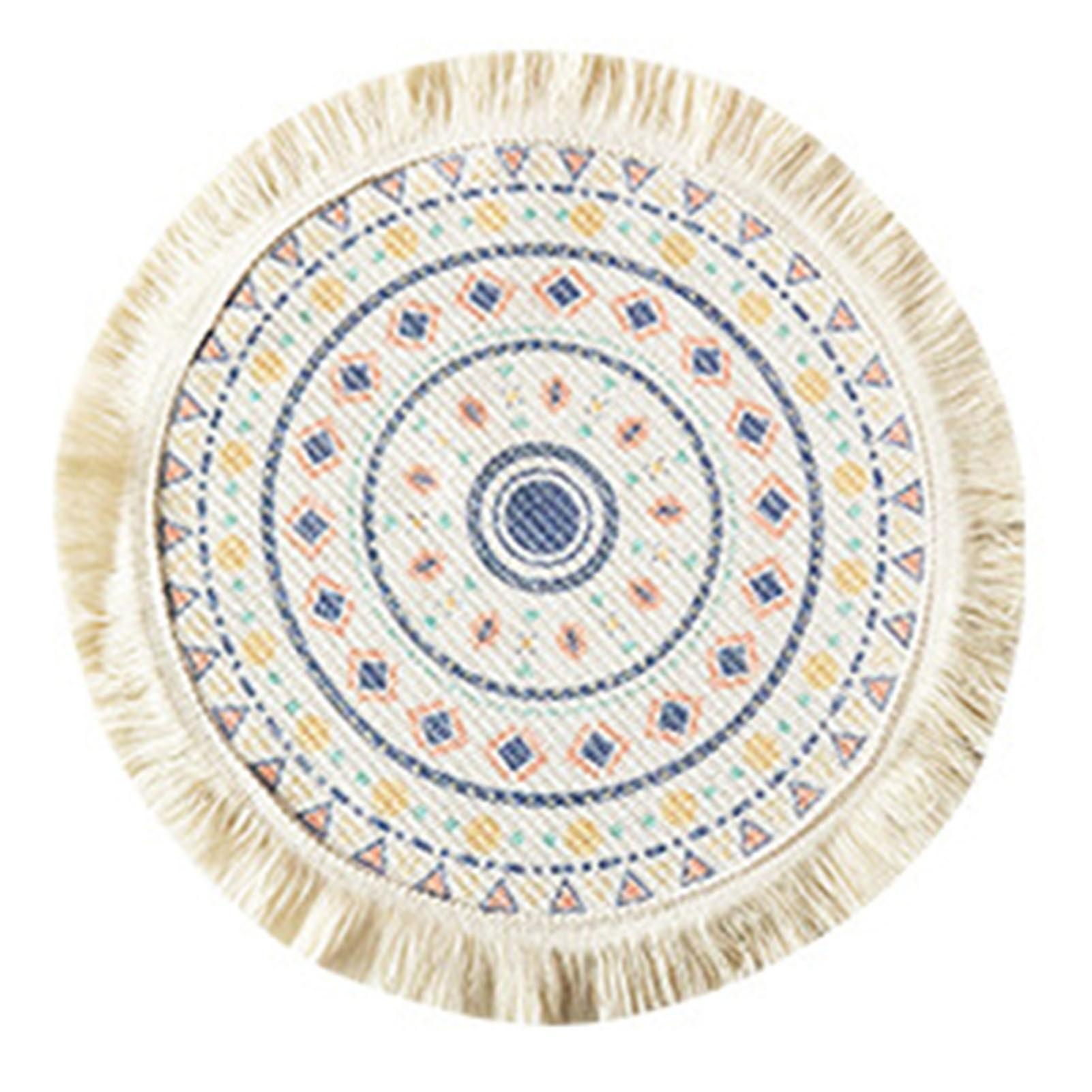 Round Cotton Polyester Placemat with Tassels for Stylish Kitchen Decor