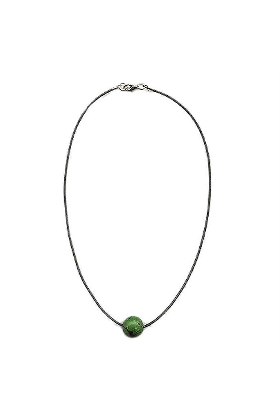 Necklace Jeans Bead Green/ Silver Coloured - Gl06909