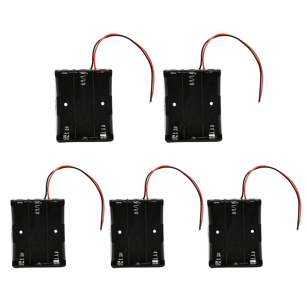 5pcs 18650 Battery Case Black 3 Slot Battery Holder with 2 Lead Wires Series Connection