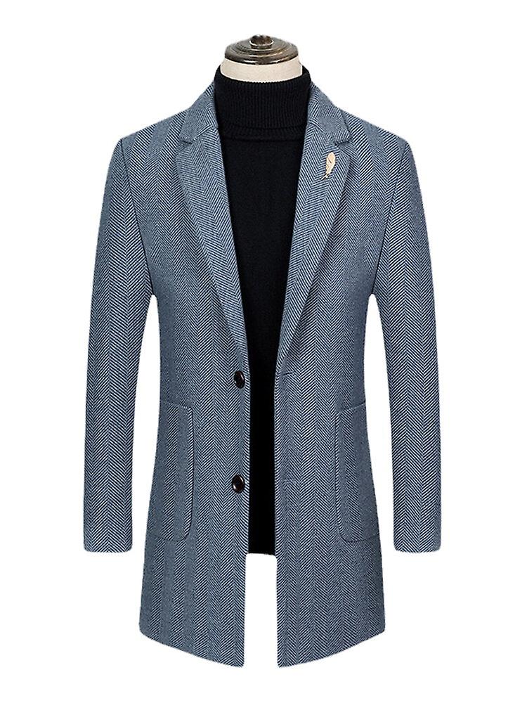 Men's Mid-length Jacquard Lapel Coat With Split Back - Thick Regular Fit