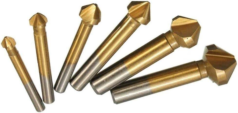 6-Piece 90 ° Bur Set HSS Bur Set, Titanium Coating? 6.3-20.5 mm Chamfering bit for chamfering contai