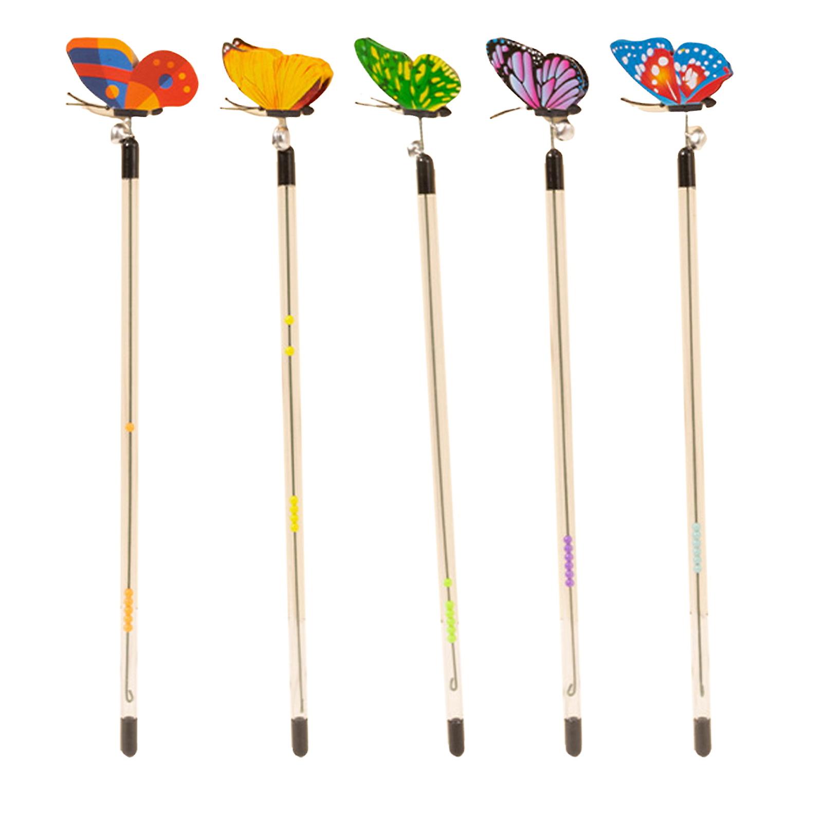 Telescopic Cat Stick Toy with Bell Retractable Interactive Kitten Wand Butterfly Cat Teaser Stick Funny Cat Charmer for Indoor Cats