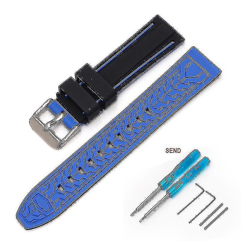 22mm For Blancpain Swatch Fifty Fathoms Two-color Silicone Strap Included Tool Hggs
