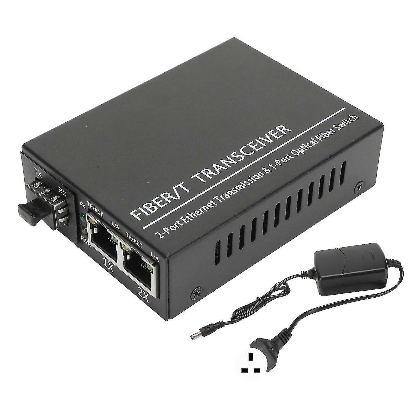 Gigabit SFP to RJ45 Fiber Transceiver Media Converter - Multifunctional and Compatible (UK Plug)