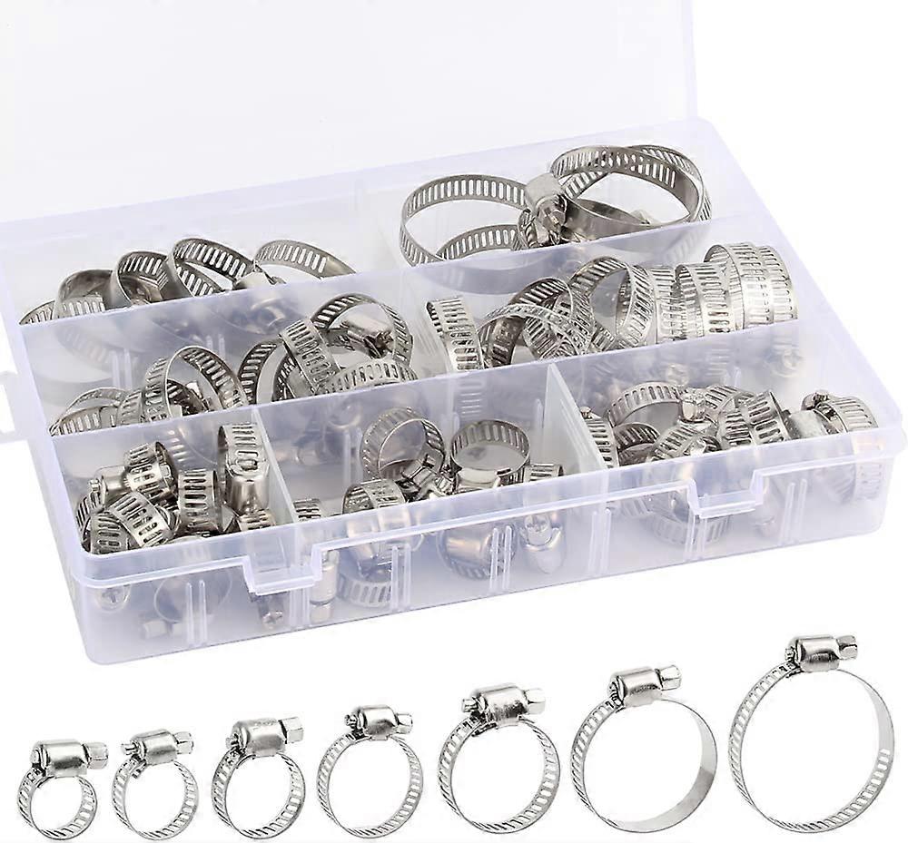 60 Pieces Adjustable Hose Clamps 8-38mm Stainless Steel Hose Clamp, Stainless Steel Adjustable Hose Clamps Hose Clamps for Fixing Flexible Hose Pipes