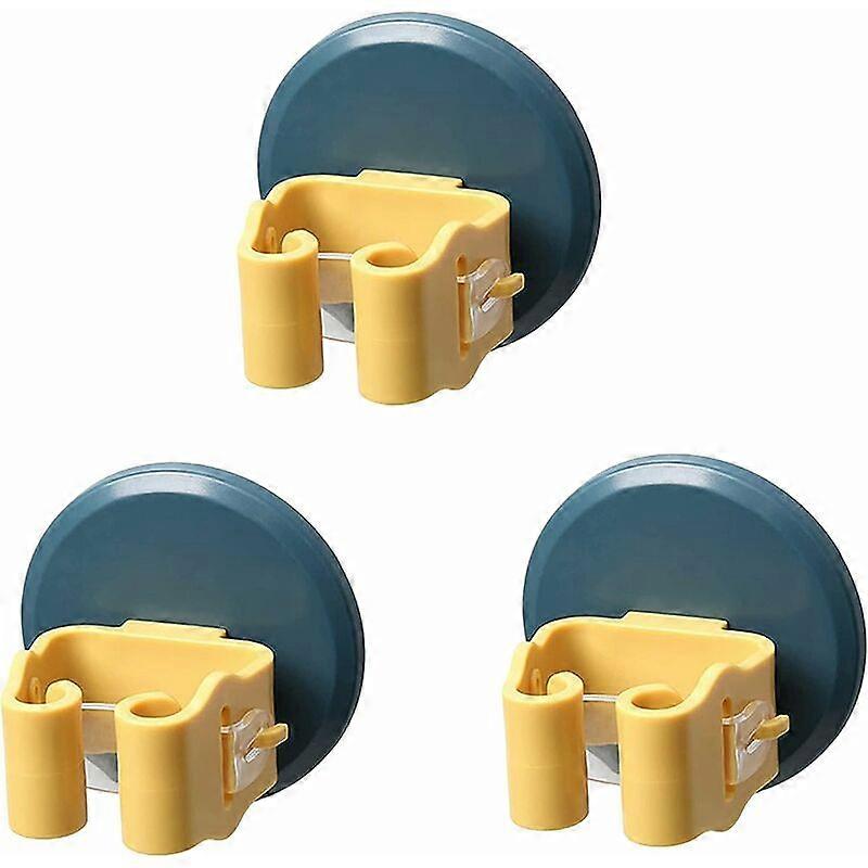 3Pcs Multi-Function Wall Mounted Broom Holder, Self Adhesive Wall Mounted Broom Holder for Hanging Tools
