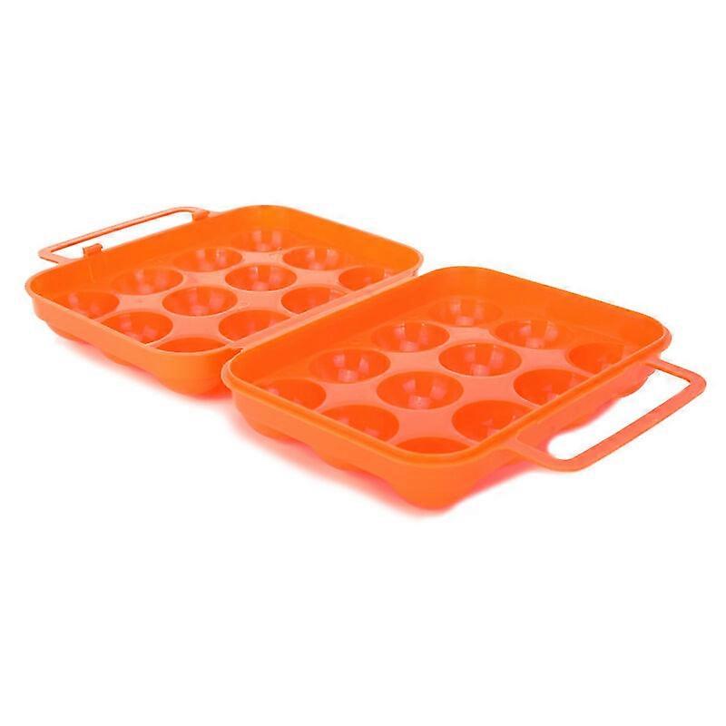 Outdoor Plastic Portable Camping 12 Eggs Carrier Container Egg Holder Egg Holder Storage Box with Handle - Orange