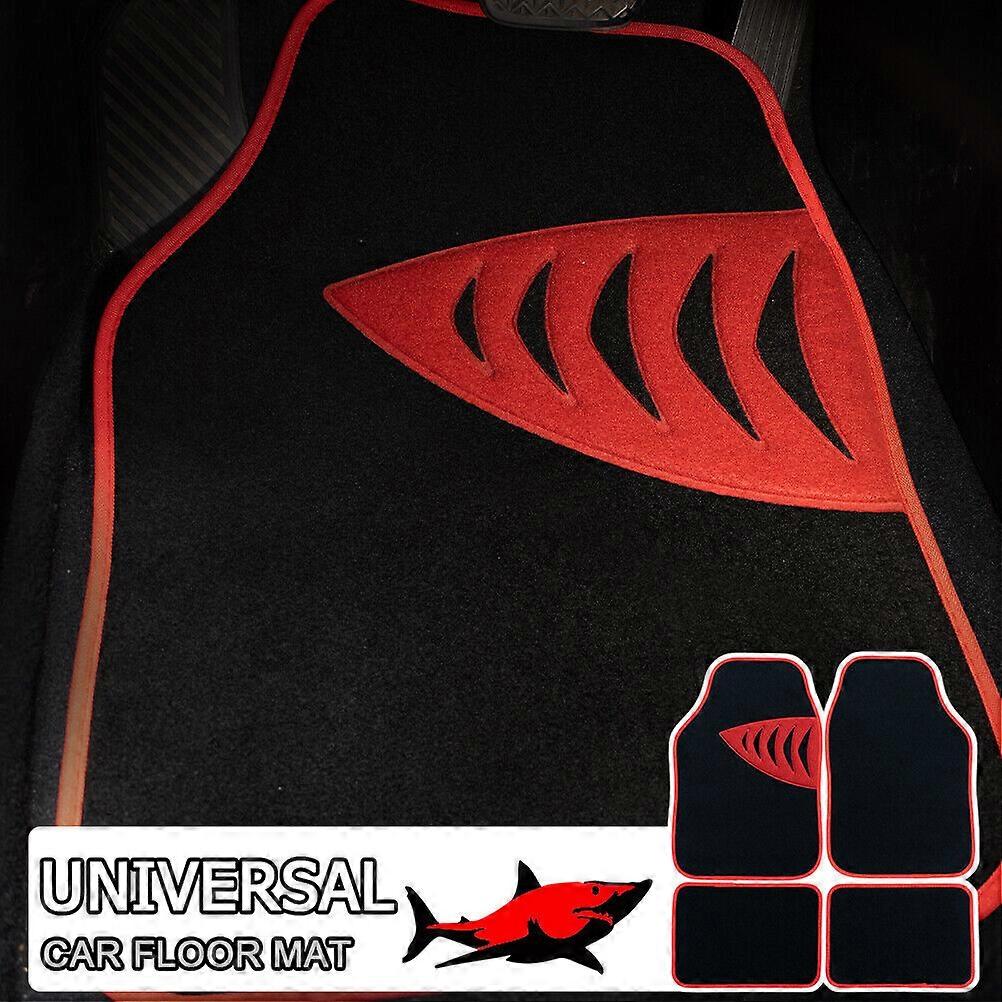 Universal Set Car Floor Mat All Weather Carpet Red Trim Edging Sedan Hatchback