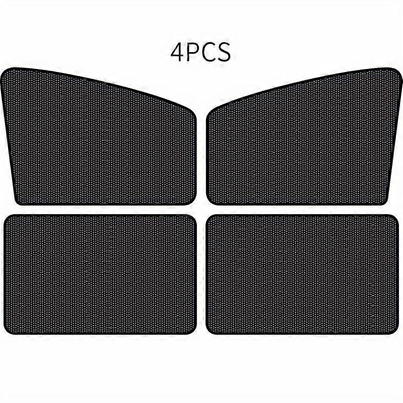 4PCS Car Window Sunshade Curtains with Magnetic Attachment, Polyester Thermal Insulated Knit Fabric, Partially Lined Sun Blocker Panels for Vehicle Pr