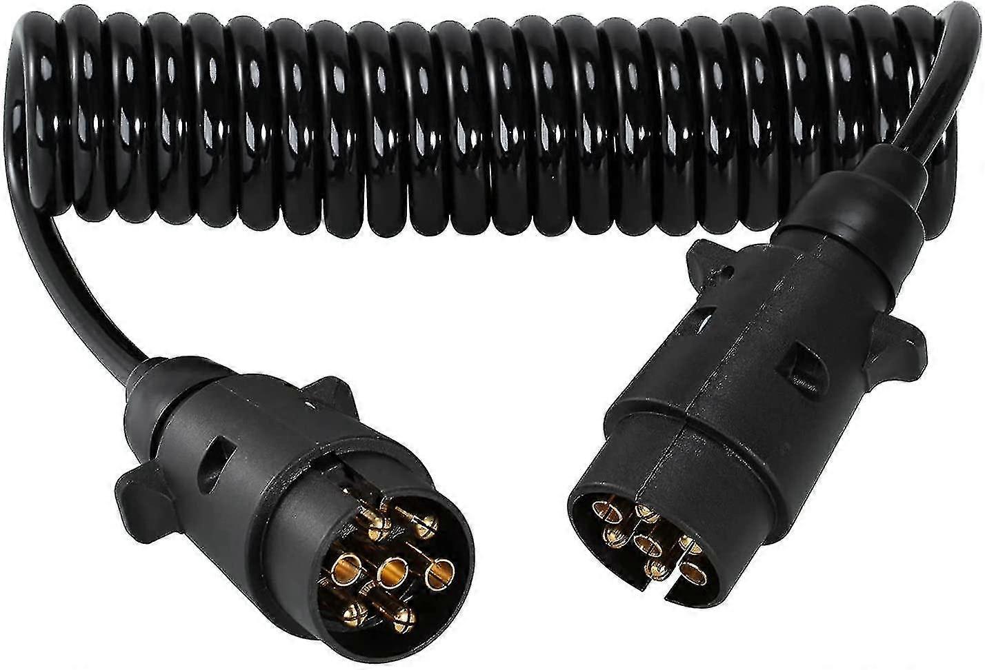 7pin Trailer Extension Coiled Cable With Trailer Adapter Plug Socket Connector,7 Core Towing Caravan