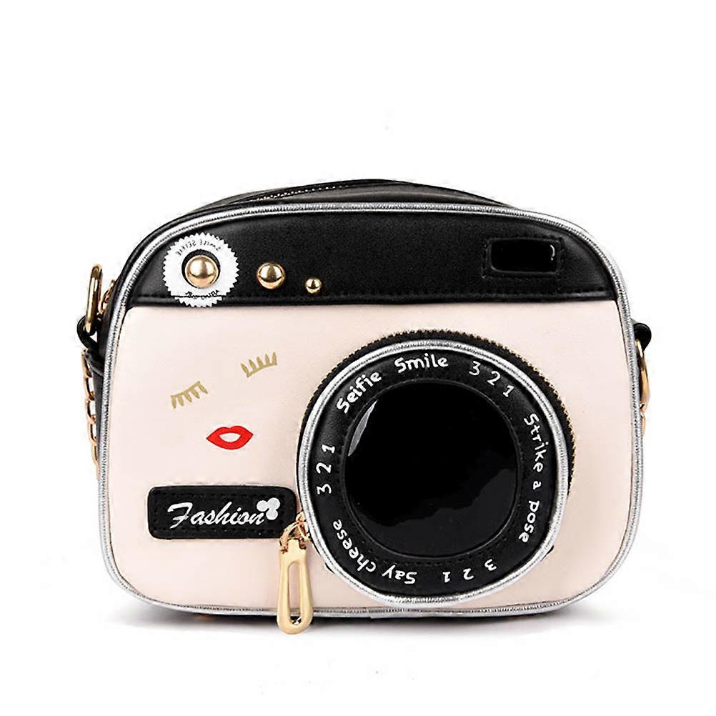 נשים וינטאג 'צורת מצלמה קטן שיק ארוך כתף תיק תיק תיק שליח (שחור)