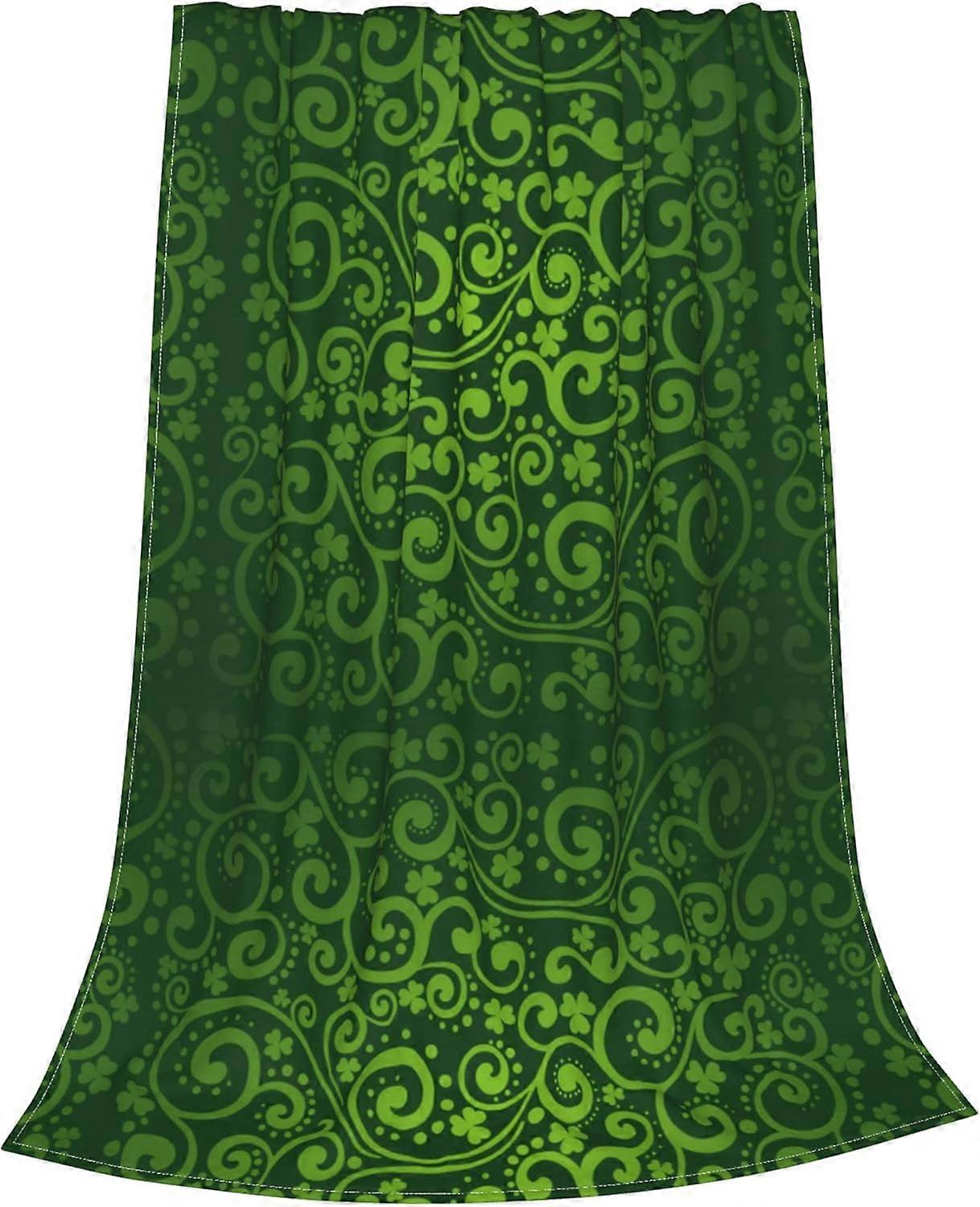 St. Patrick's Day Fleece Blanket Festival Greens of Ireland Clovers Shamrocks Design Throw Blanket Lightweight Cozy for Couch, Sofa, Bed 30" x 40" St.