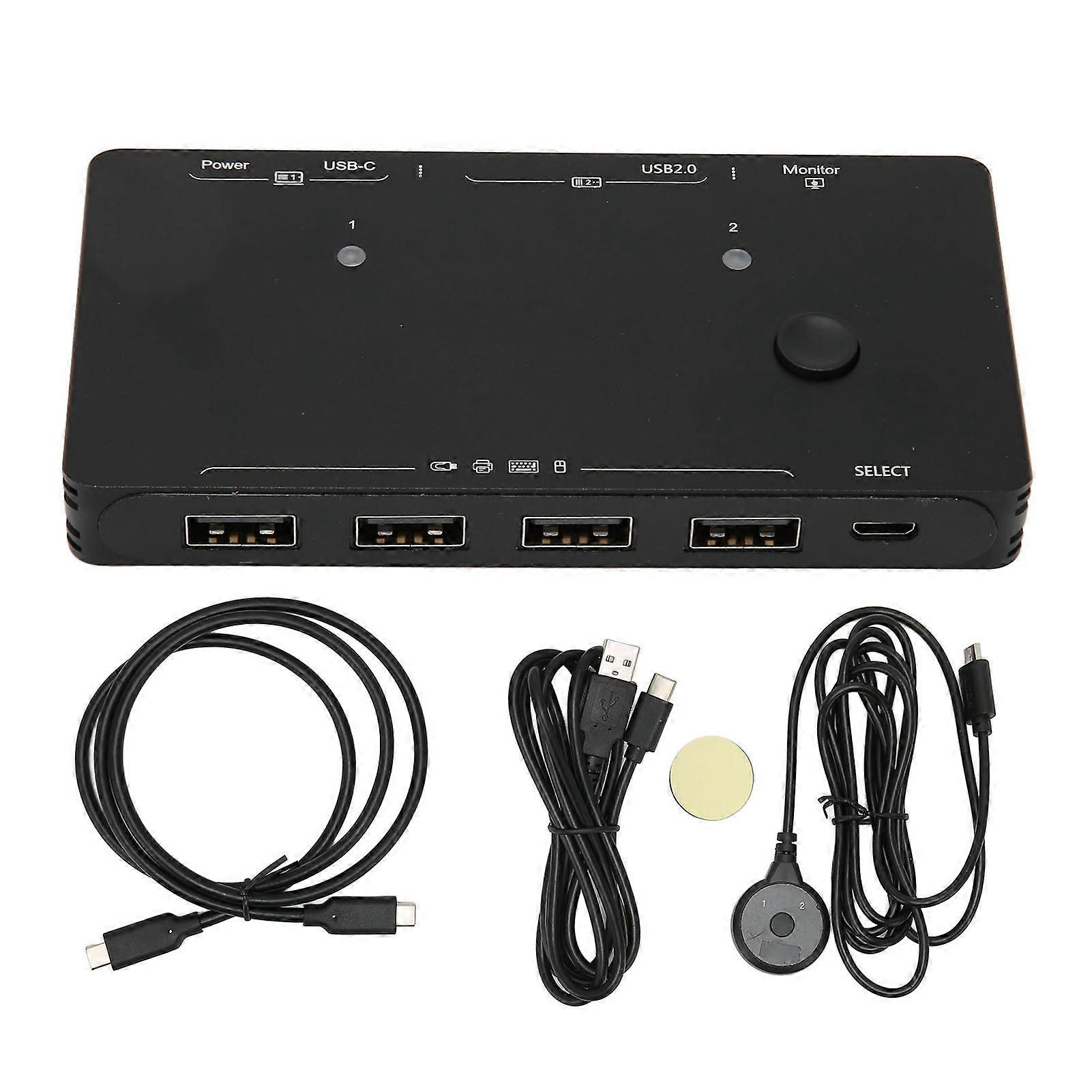 HD Multimedia Interface TYPE C KVM Switches 2 in 1 Out Support 4K 60Hz 10Gbps 100W PD Power KVM Switcher for 2 Computers