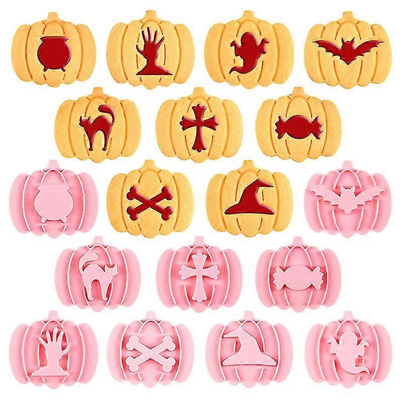 9pcs Halloween Cookie Cutters Set Zucca Pressable Cookie Timbro Biscotto Stampo