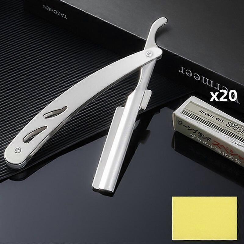 GIANXl Manual Folding Shaver Stainless Steel Straight Edge Razor With Blades Professional Sharp Barber Shaving Beard Cutter With 10 Blades Fabric Sha