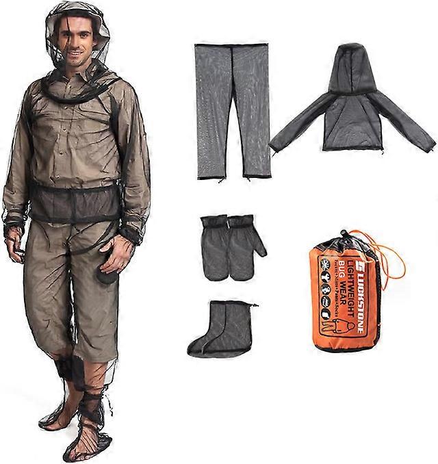 Mosquito Jacket - Net Bug Jacket Mesh Suit with Hood Mitts & Socks and Storage Sack for Fishing  Hiking  Camping