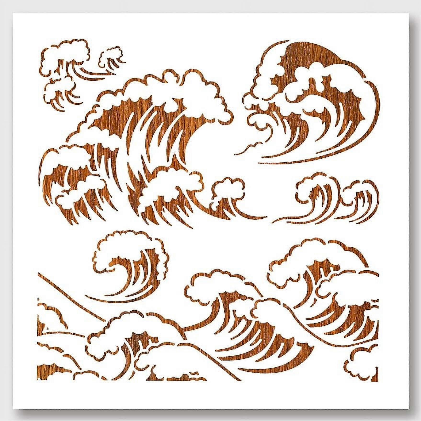 1Pc Reusable Waves Drawing Stencils Ocean Sea Wave Templates DIY Art and Craft Stencils for Painting