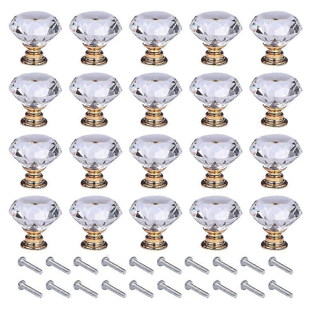 20pcs Closet Desktop Drawer Hardware Dorms With Screw Portable Crystal