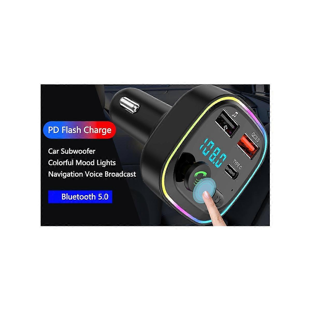 Bluetooth FM Transmitter Bluetooth Car Radio Adapter PD 20W,Type-C and QC3.0,Support TF Card/USB Ke