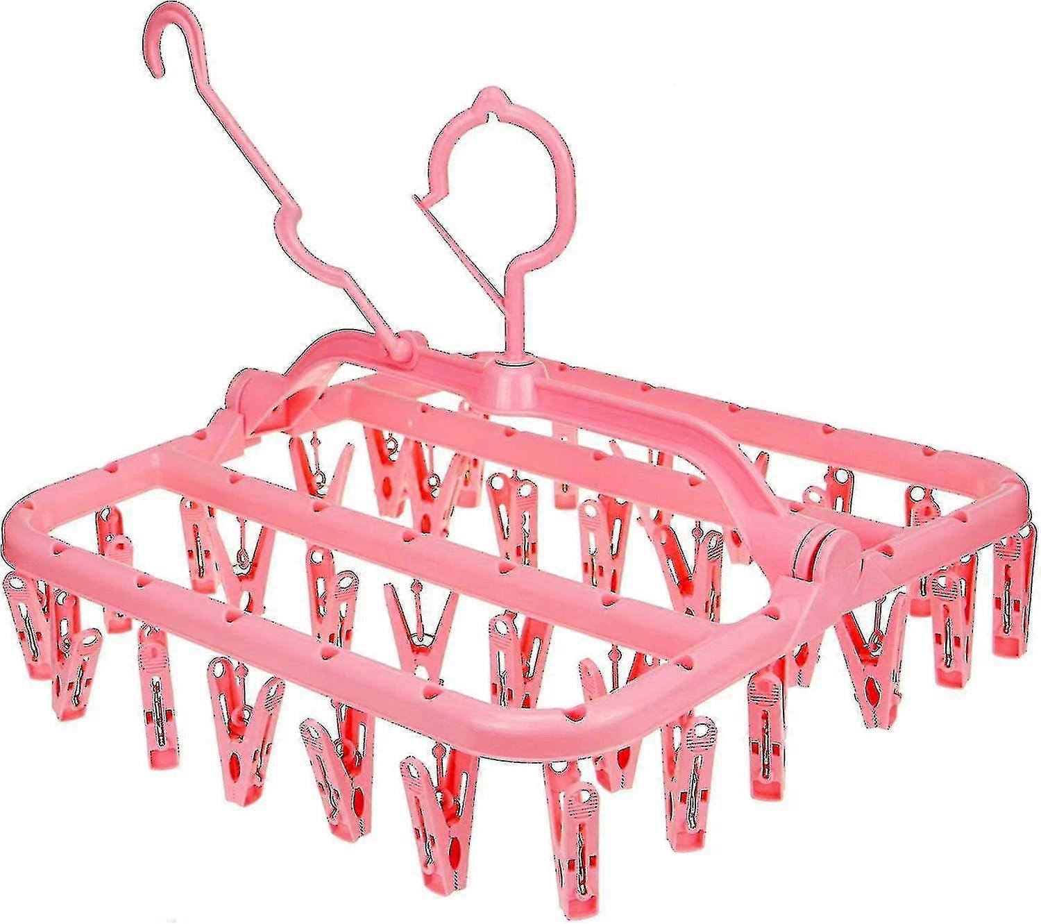 Sock Drying Rack, Hanging Clothes Drying Rack With 32 Windproof Pegs, Collapsible Lingerie Sock Dryi