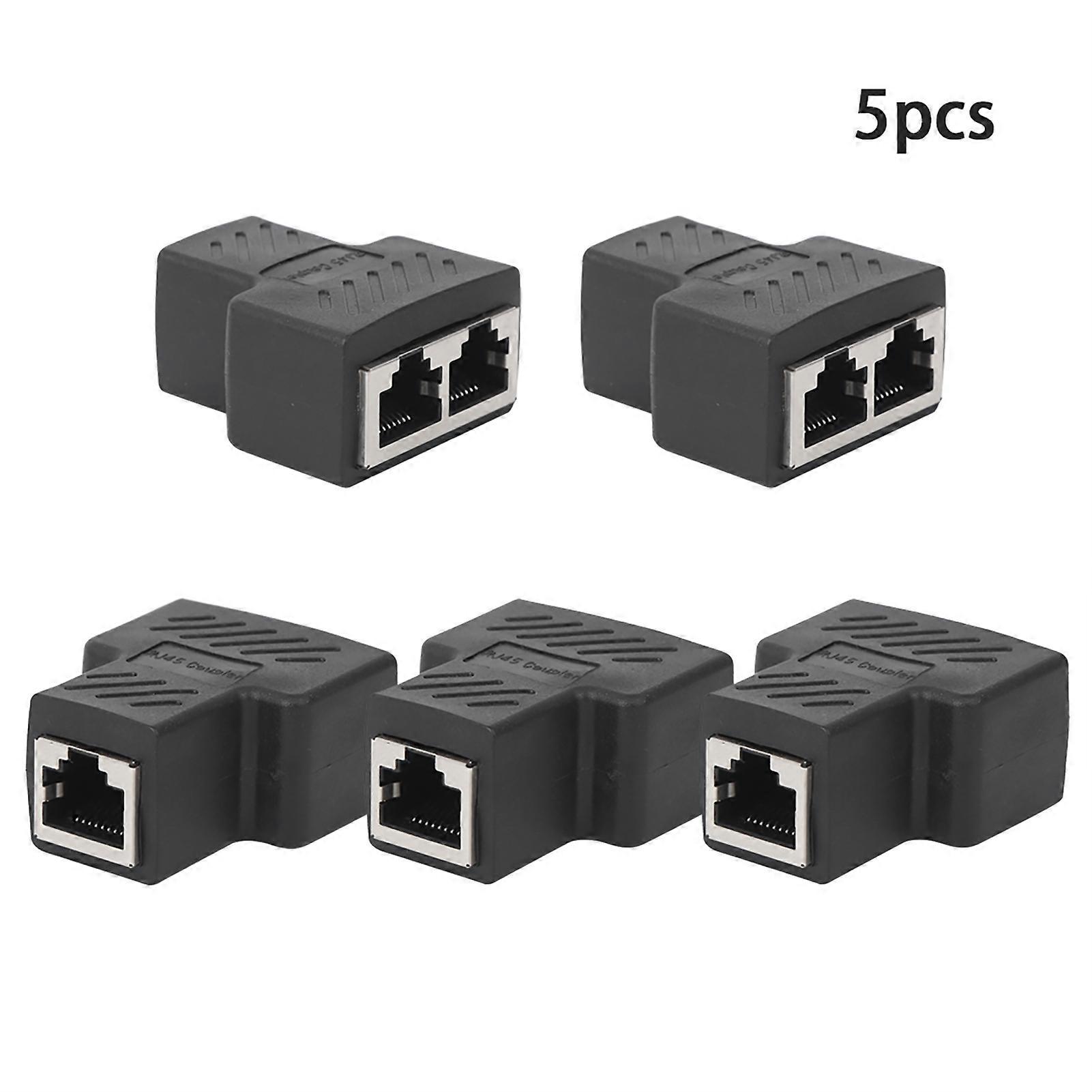 5PCs Netzwerk-Splitter RJ45 1 Into-2 Drei-Wege-Adapter-Draht-Extender Schwarz Industrieelemente