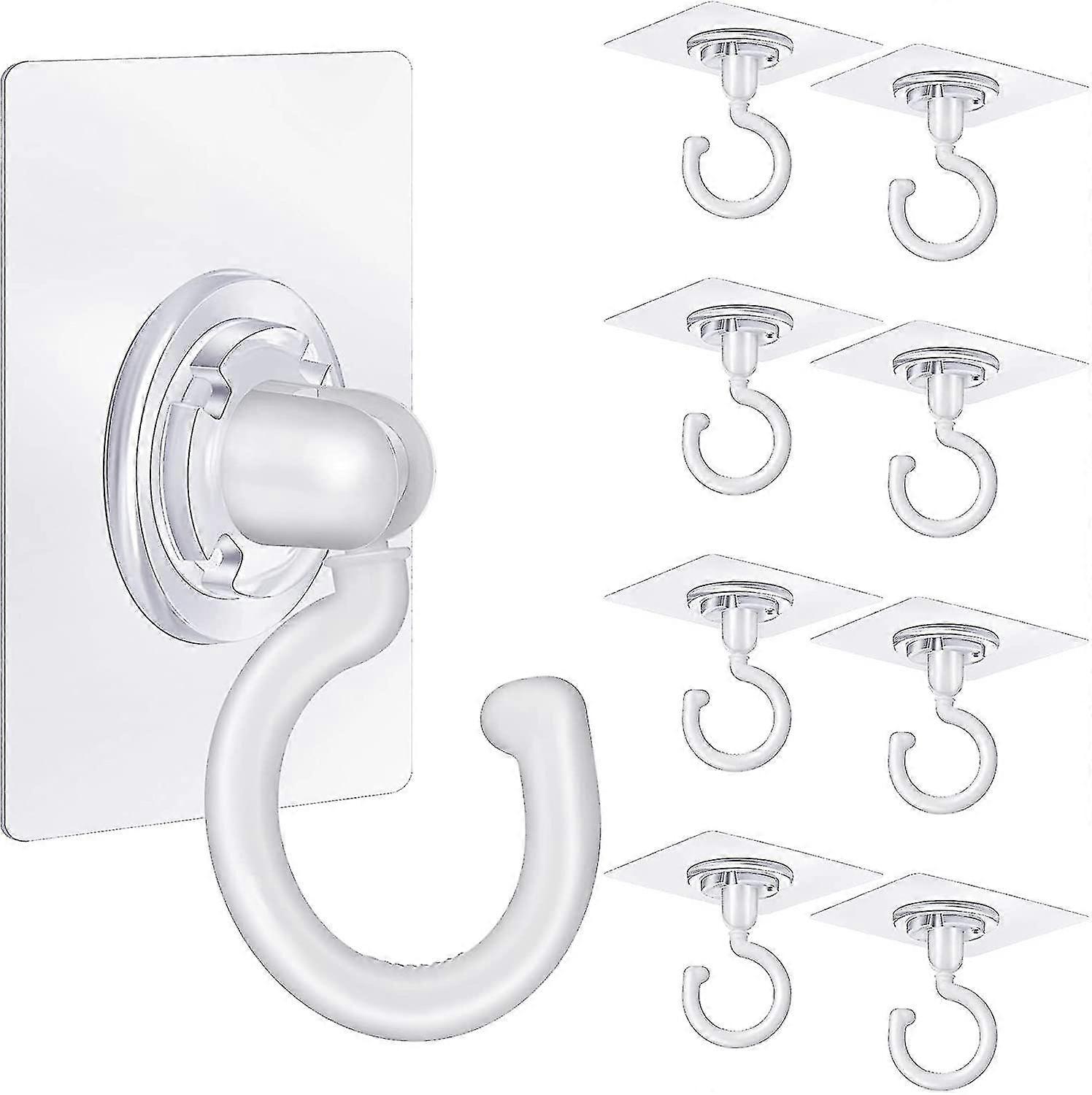 9 Pieces Adhesive Ceiling Hooks White Under Cabinet Hooks Plastic Heavy Duty