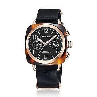CAGARNY 6883 Moda Impermeable Policromática Carcasa de Metal Reloj de Cuarzo con Pulsera de Lona