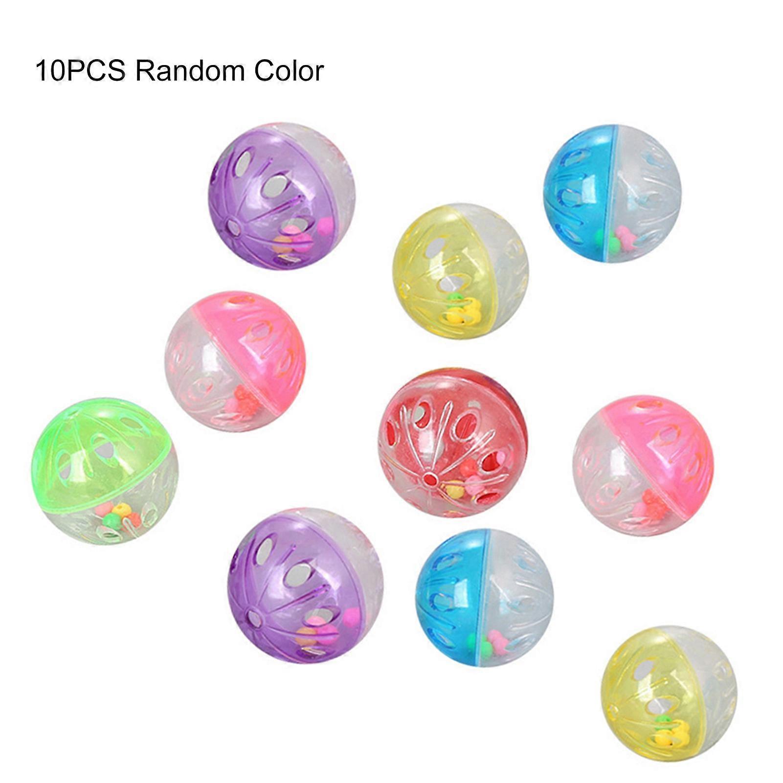 10Pcs Funny Pet Cat Kitten Bell Chase Hollow Ball Cage Chew Interactive Toy