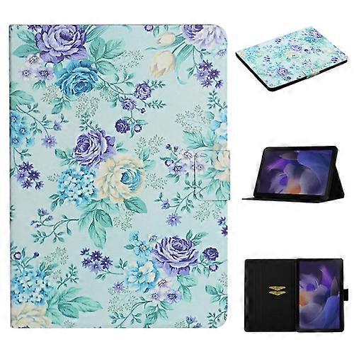 For Samsung Galaxy Tab A9+ Flower Pattern Horizontal Flip PU Tablet Case with Sleep / Wake-up Function