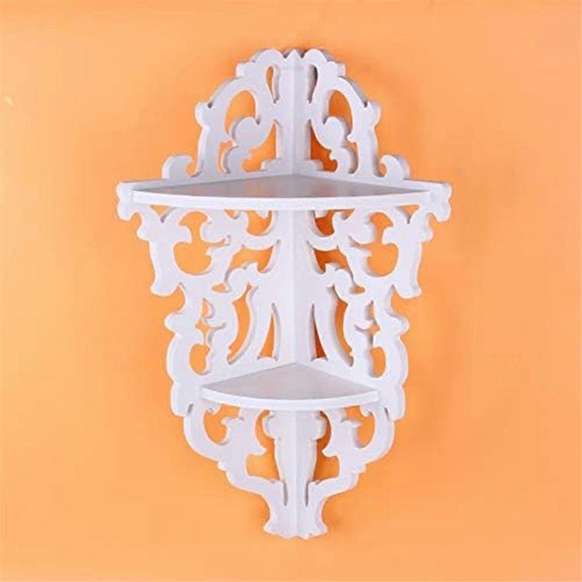 Corner Shelf 2 Tier Wall Mounted Carved Home Bathroom Corner Shower