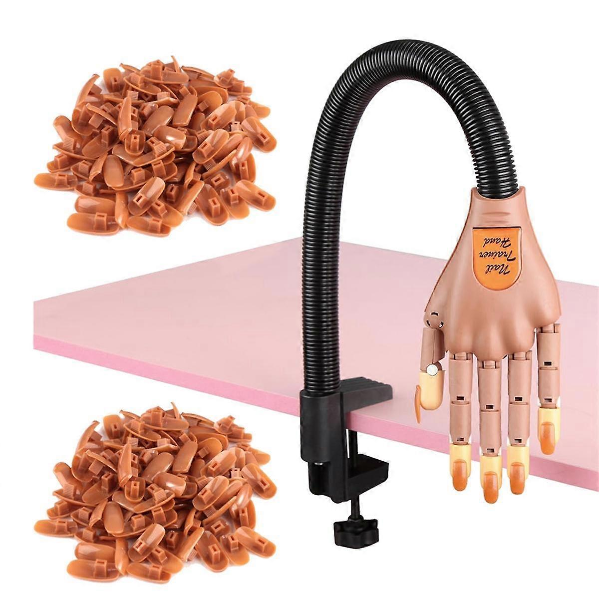 Acrylic Nails Flexible Practice Fake Hand,Nail Training Adjustable Finger Kits, Fake Nails Hands wi