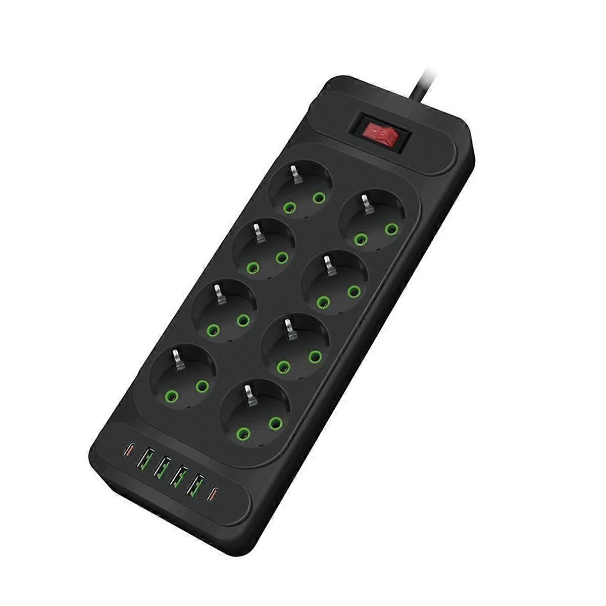 8Holes EU Plug AC Socket Multi Tower Power Strip 2M Extension Cable Electrical Outlet Smart USB Soc