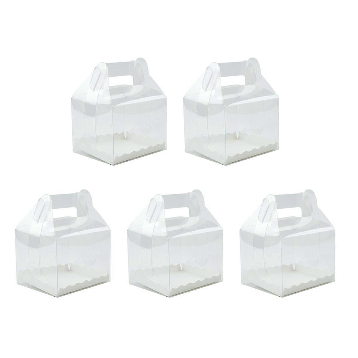 5pcs Clear Baking Cake Packaging Boxes Transparent Cake Boxes with Handle Z