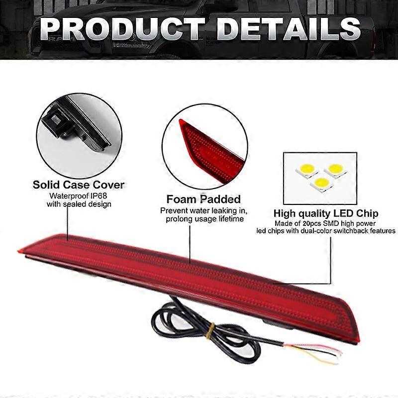 Sportcartuning Rear Bumper LED Reflector Lights – For Mitsubishi Lancer/Evo (2008-2017) – Red With Sequential Turn Signal