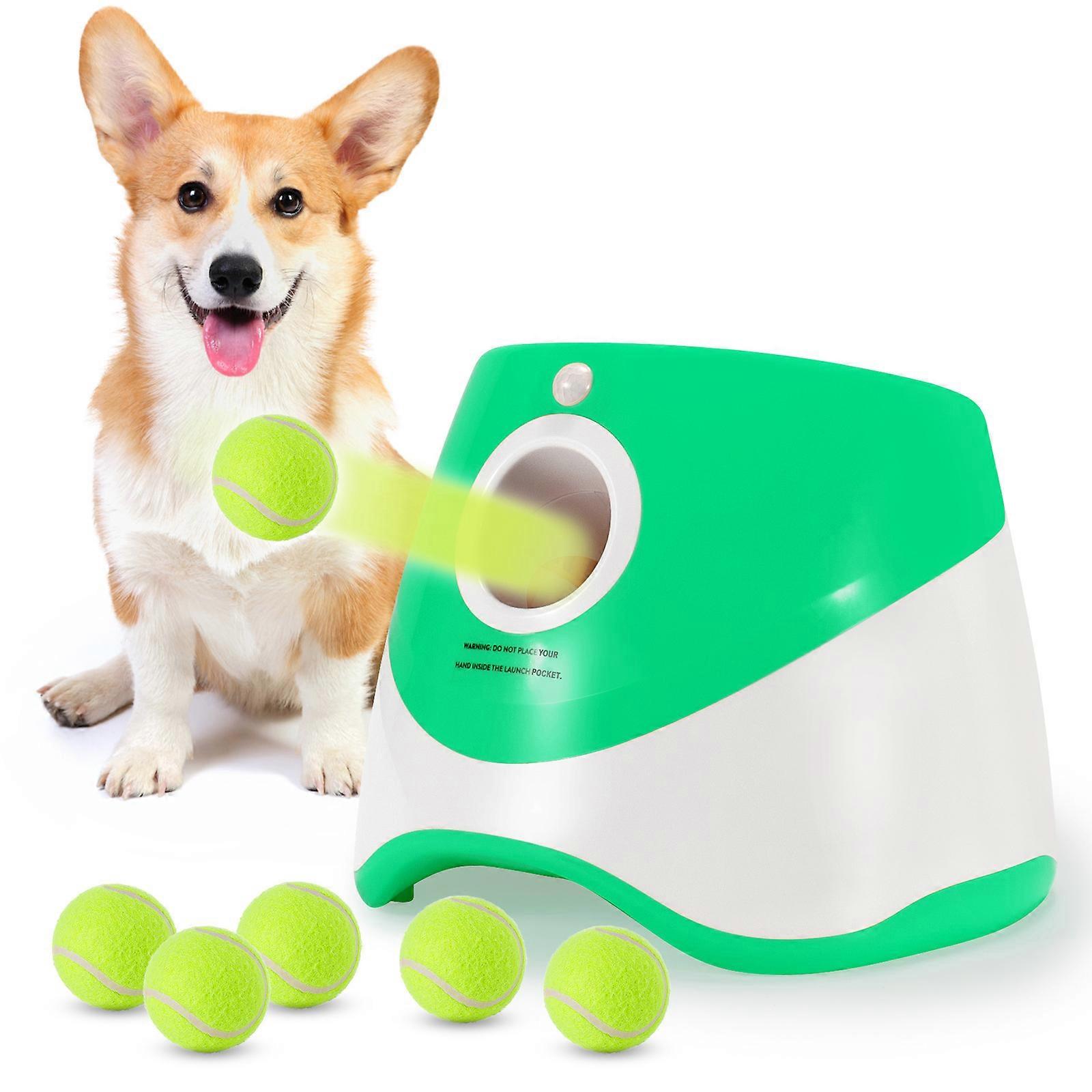 Lanciatore automatico interattivo della palla per i cani, macchina per il lancio della pallina da tennis del cane per piccole medie grandi dimensioni (3/6/9 palle incluse) -GSL